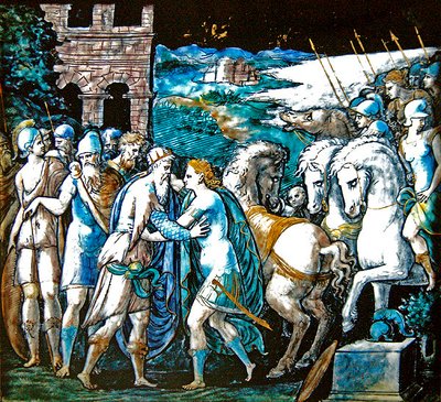 The Meeting of Theseus and Artemis, Queen of the Amazons by Leonard Limosin
